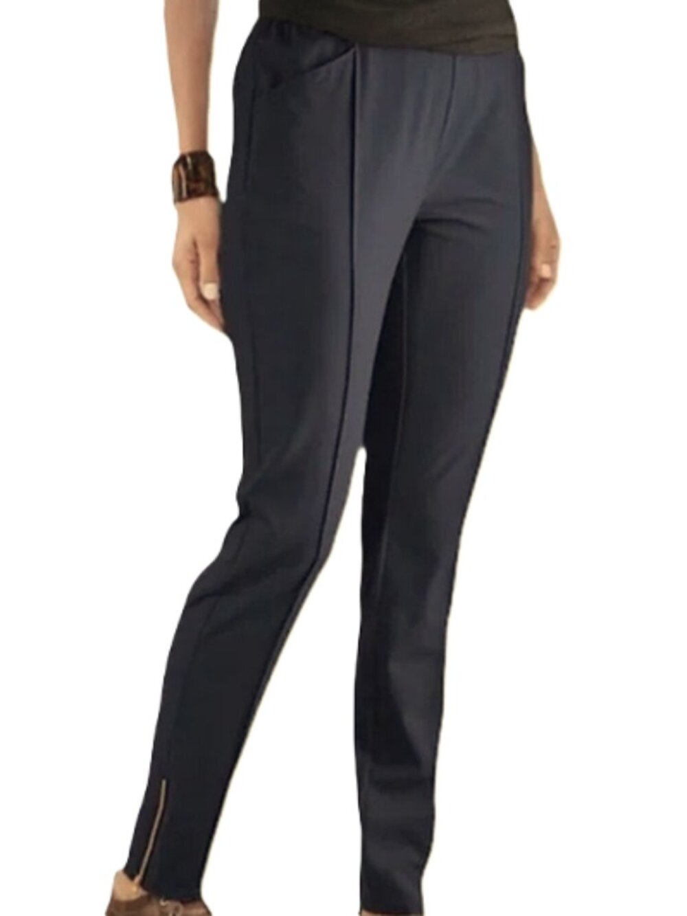 Soft Surroundings Black Go Lively Straight Lightweight Zip Ankle Pants size S
